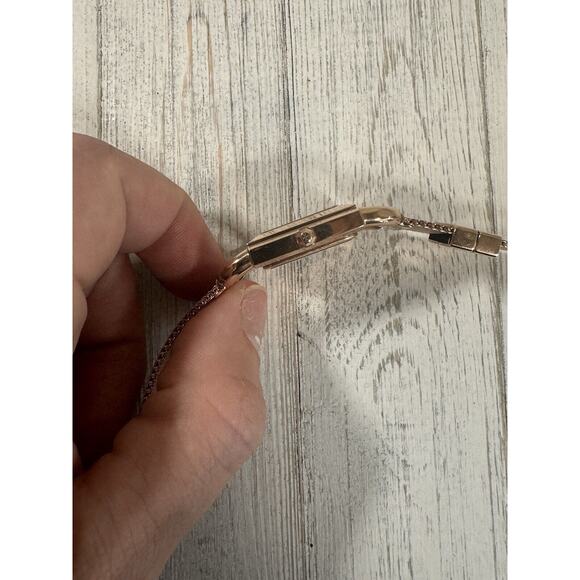 TORY BURCH Phipps Womens Rose Gold Watch, White Square Dial, Steel Mesh Band - Picture 16 of 16